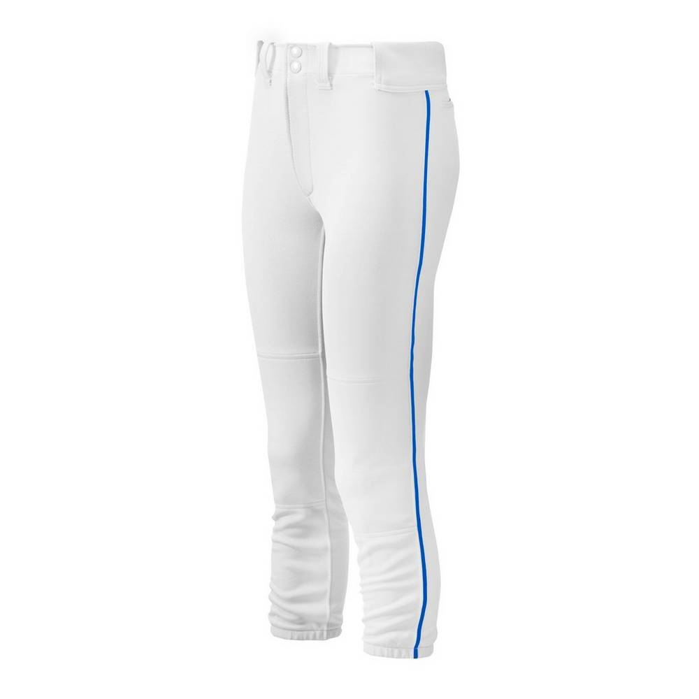 Pantalones Mizuno Belted Piped Mujer Blancas/Azul Real Outlet BFYE-86451